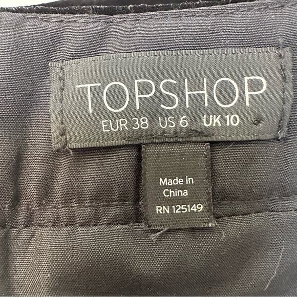 Topshop Black Velvet Lace Crochet High Waisted Mini Skirt A line Floral Sz 6 (S) - Picture 8 of 10